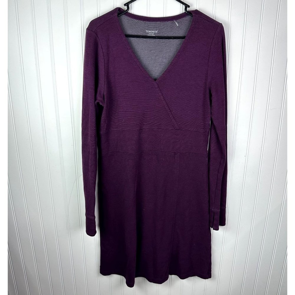 Toad‎ & Co Purple V-neck dress Long sleeve Size Large